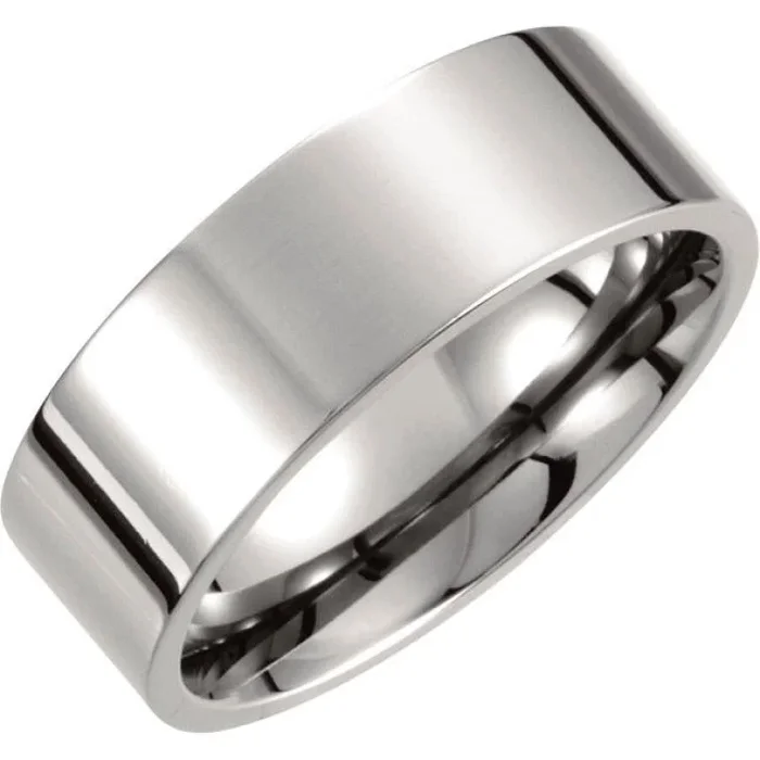 Titanium 8 mm Comfort-Fit Flat Band Size 10