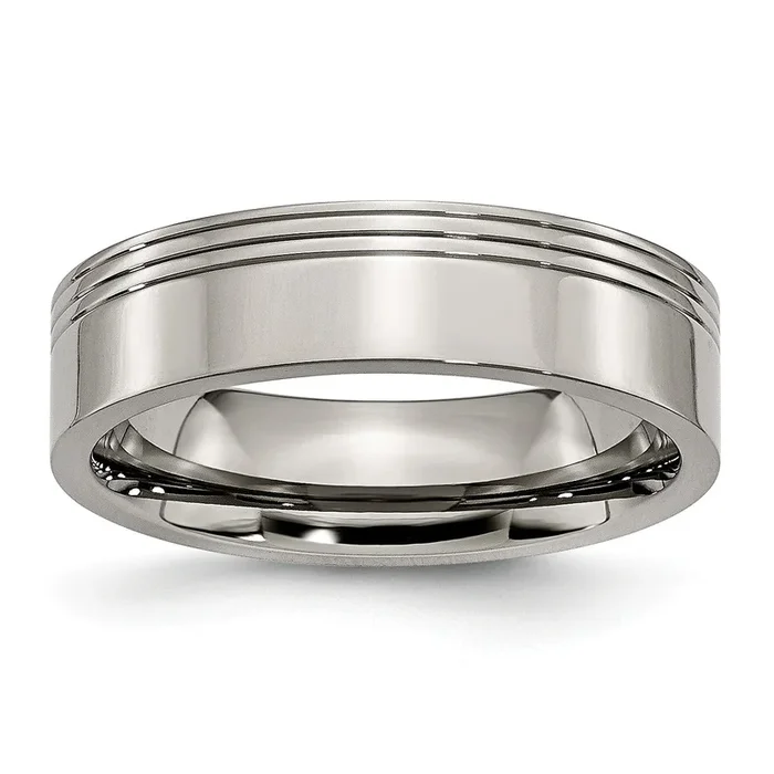 Titanium Grooved 6mm Polished Band