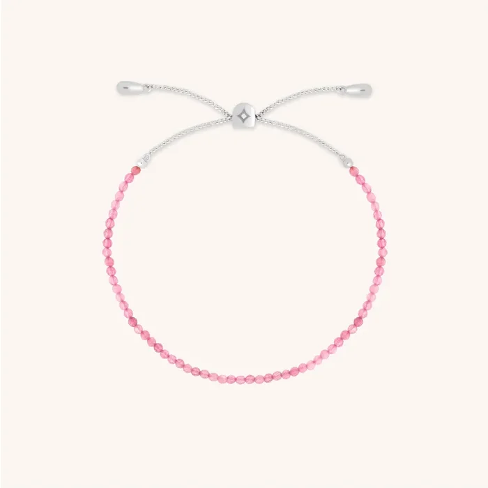 Tourmaline October Beaded Bracelet in Solid White Gold