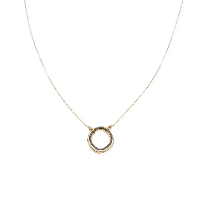 Tri-toned Multi Rounded Square Necklace