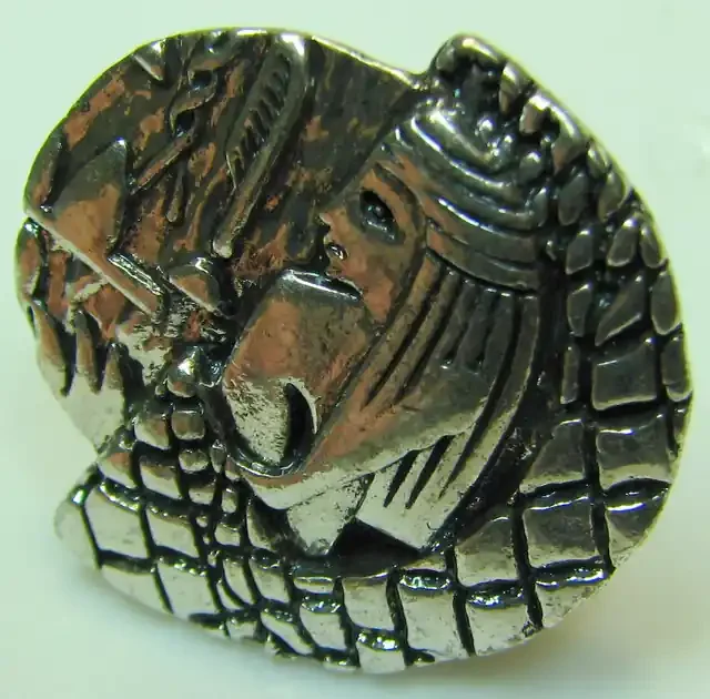 TRIBAL DESIGN SILVER RING WITH ADJUSTABLE BAND