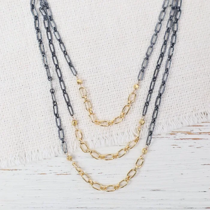 Triple Strand Link Chain Necklace