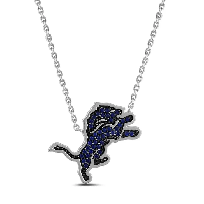 True Fans Fine Jewelry Detroit Lions 18-inch Pendant in Sterling Silver