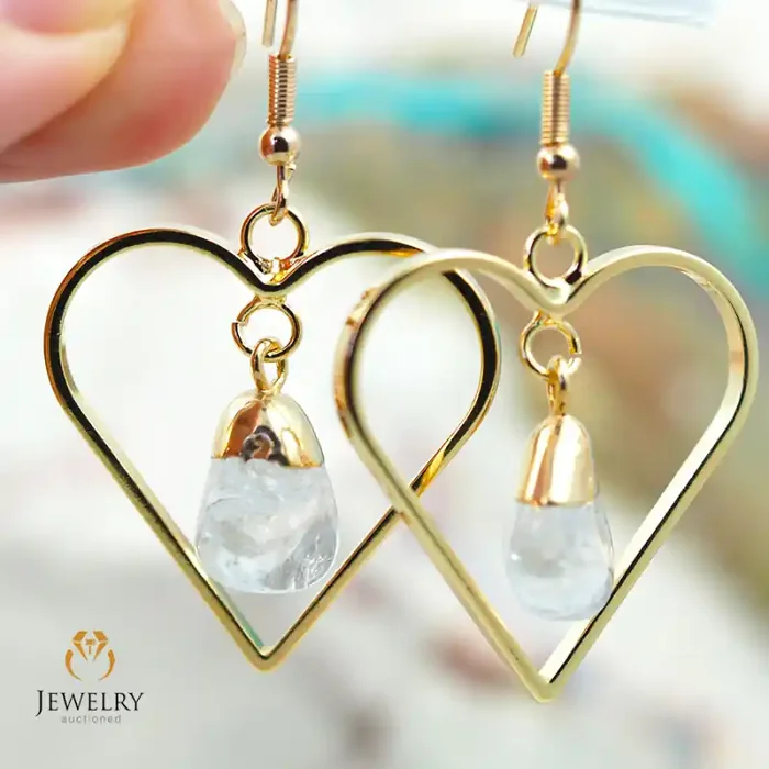 Tumbled beautiful Crystal gemstone Heart shape earrings BR 183