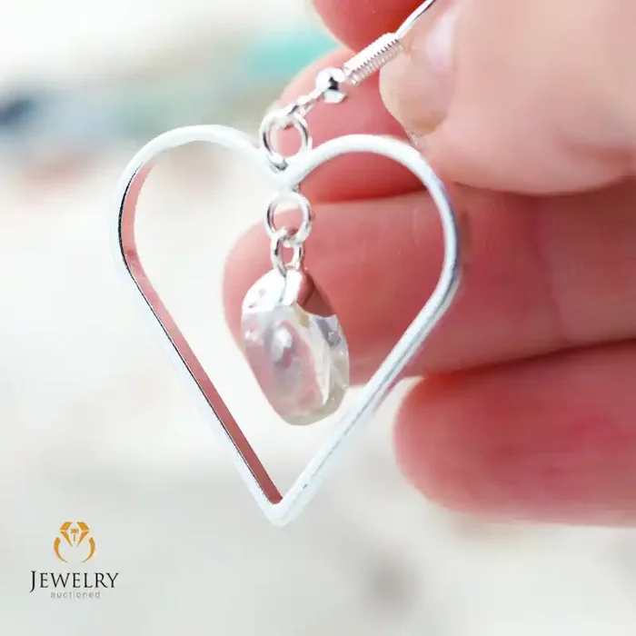 Tumbled beautiful Crystal gemstone Heart shape earrings BR 190