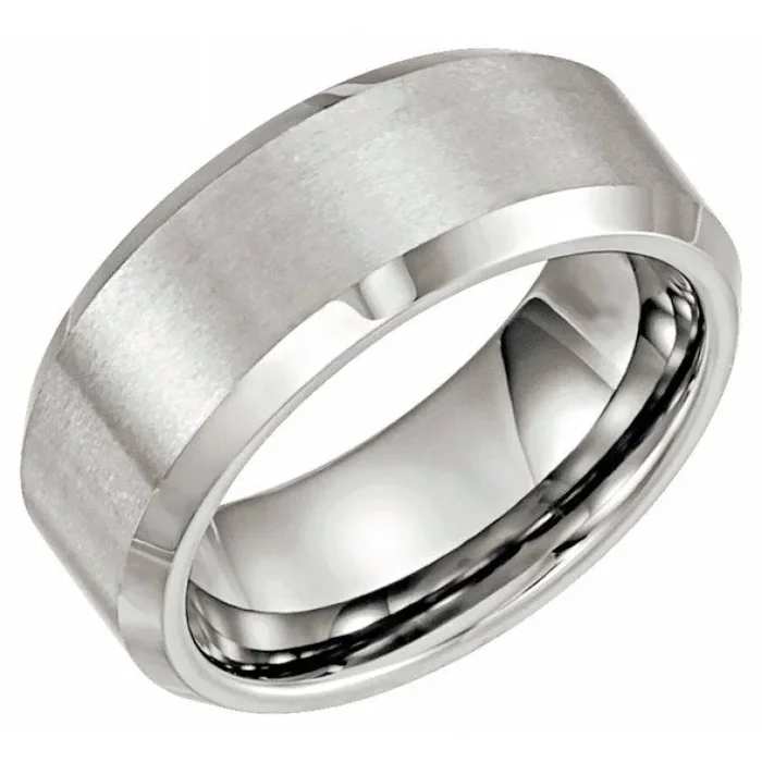Tungsten 8 mm Beveled-Edge Comfort-Fit Band Size 13.5