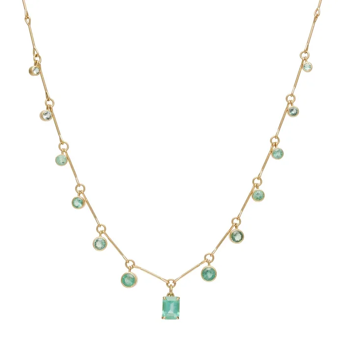 Tura Sugden 18k/22k Emerald Lantern Necklace 16″/18″