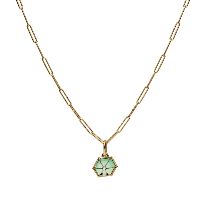 Tura Sugden 18k Colombian Trapiche Emerald Pendant