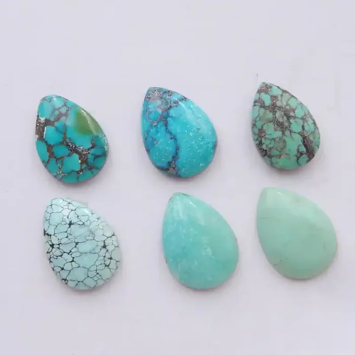 Turquoise Cabochons Lot, Waterdrop shape Flatback cabochon