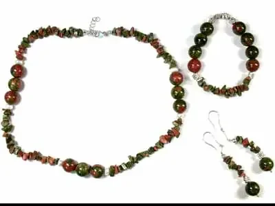 UNAKITE WITH SOUTH SEA PEARLS GEMSTONE BEADS 4PC SET
