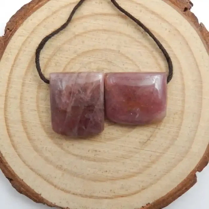 Unique Pink Tourmaline Pendant Beads ,2pcs Tourmaline Gemstone C715