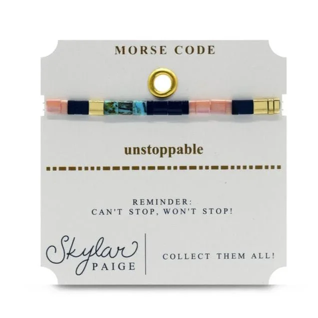 Unstoppable – Morse Code Tila Beaded Bracelet