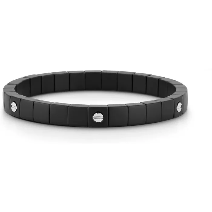 Uomo – Mens Scacco Vite Matte Black Ceramic Bracelet With 6 White Gold Screws in 18K White Gold