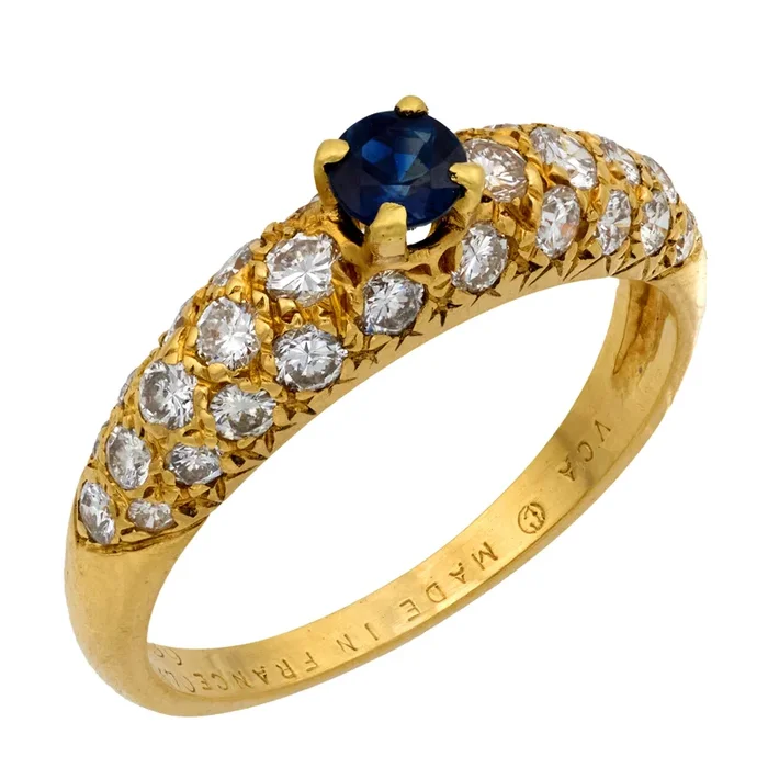 Van Cleef & Arpels .39 carat sapphire diamond 18k yellow gold ring