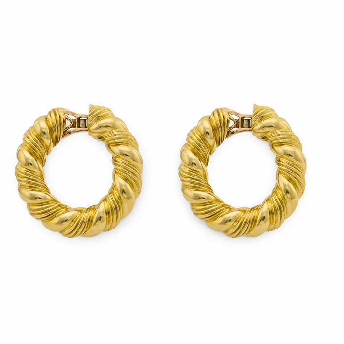 Van Cleef & Arpels Paris 18k yellow gold Andre Vassort hoop earrings