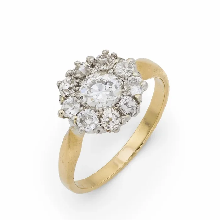 Victorian diamond 14k yellow and white gold cluster ring