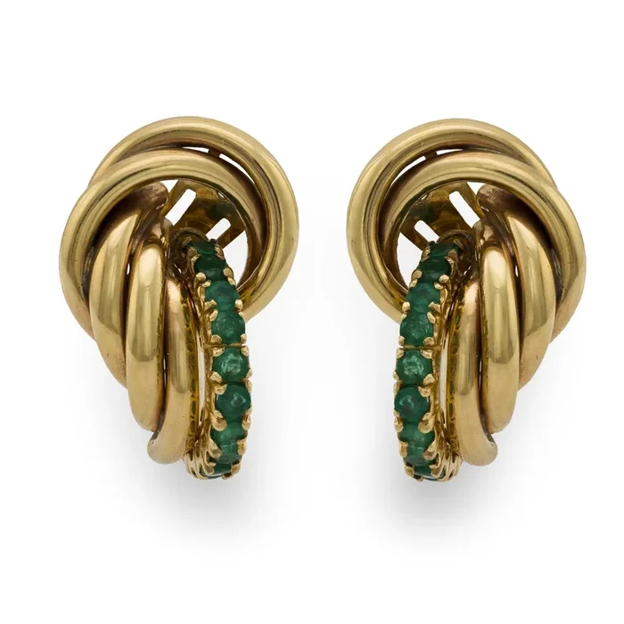 Vintage 1.70 carat emerald 14k yellow gold earrings