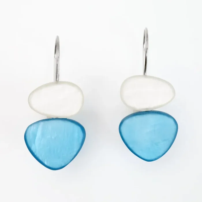 White & Ocean Wave Two Tone Earrings