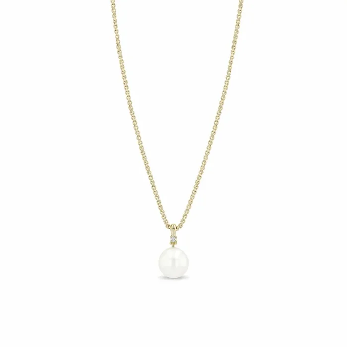 White Cultured 14K Gold Pearl Necklace