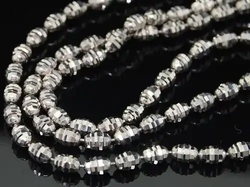 WHITE GOLD DIAMOND CUT BEAD CHAIN 18″ NECKLACE FRANCO