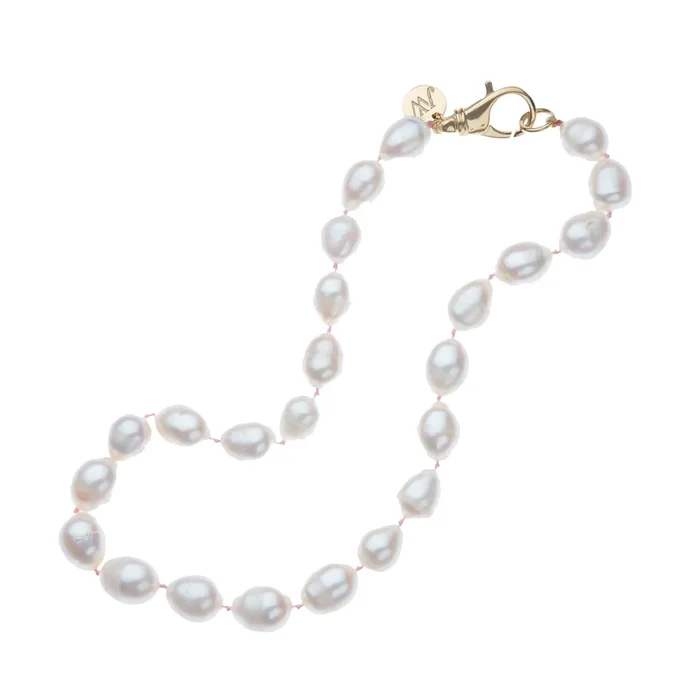 White Pearl Knotted Beaded Necklace