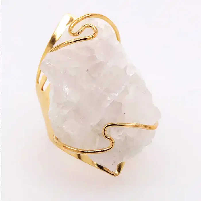 Wire wrapped Crystal Terminated Point Golden Ring BR 498