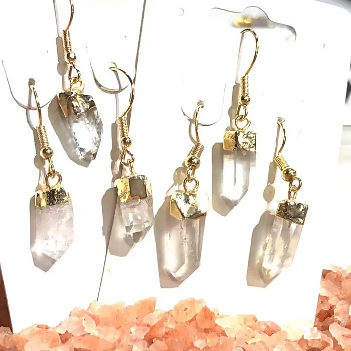 x3 Drop Earrings Terminated Point Crystal BR 436