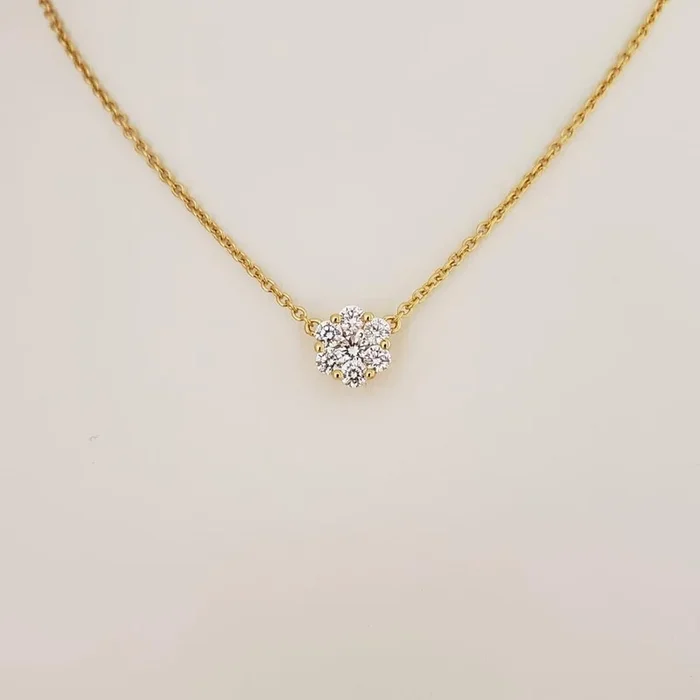 YELLOW GOLD PLATED STERLING SILVER AND CZ FLOWER NECKLACE