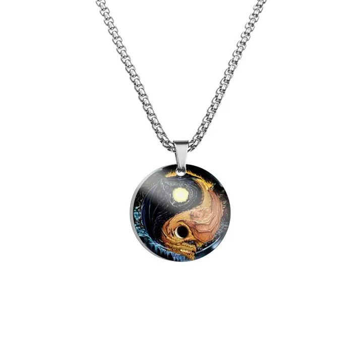 Yin Yang Koi Fish Dragon Titanium Steel Harmony Necklace Pendant (Extra 40% Off USE CODE FS40)