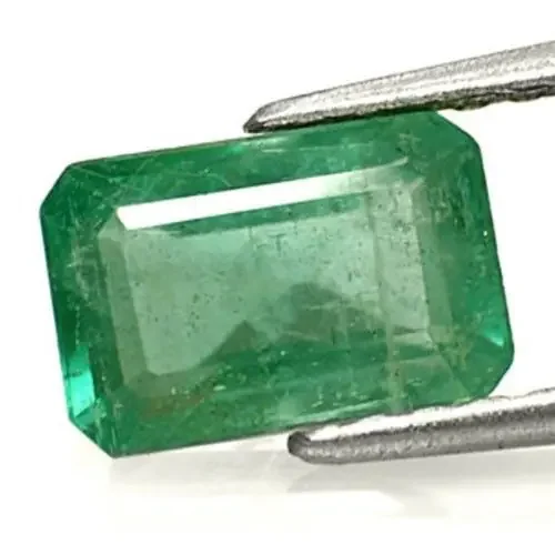 Zambia Emerald, 1.86 Carats, Neon Green Emerald Cut